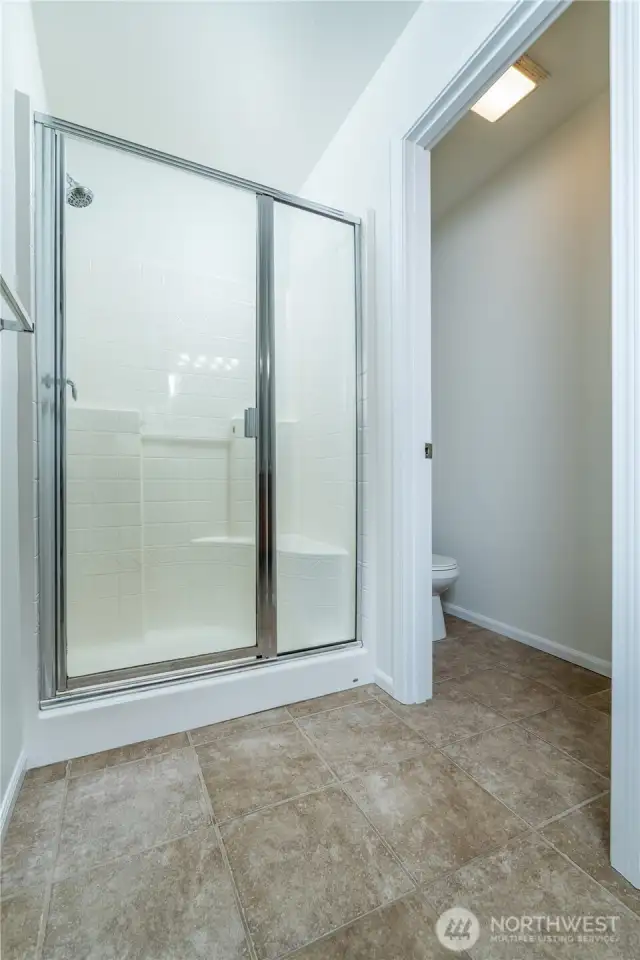 Primary Bath shower with private toilet room