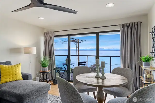Dining space right 'on the view' . .