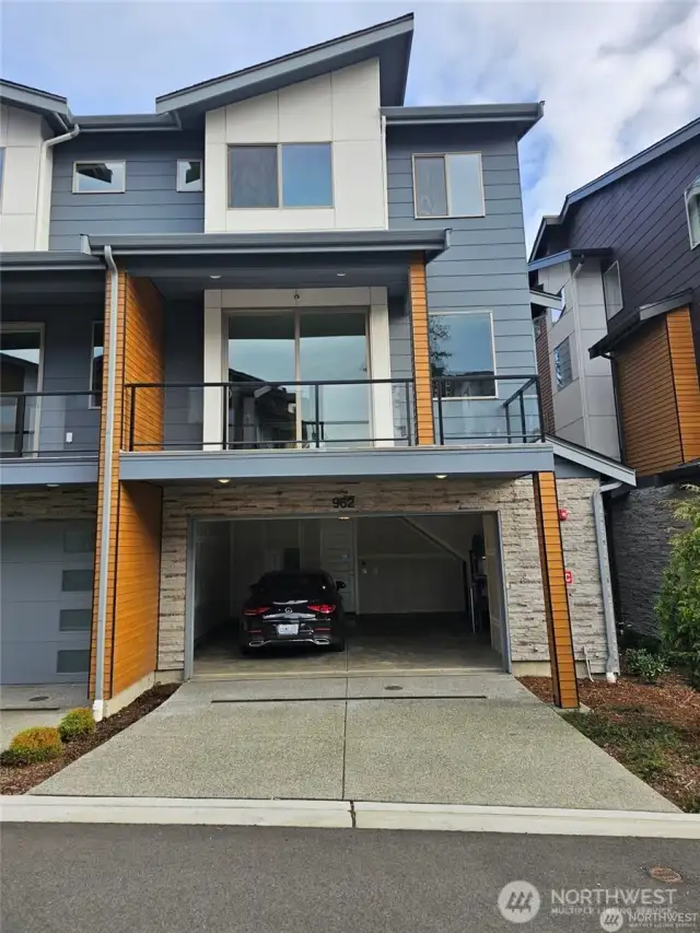 2 car garage and deck