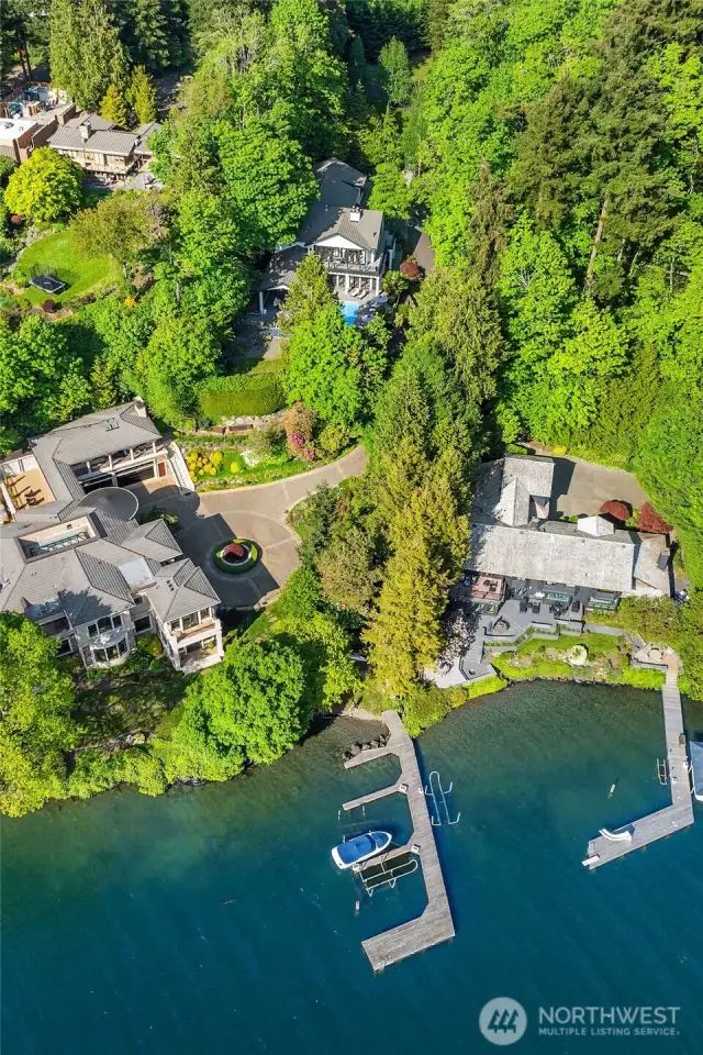 Moments from private beach access and dock. This property has the south side of dock, approximately 75' with boat lift. Over 25' deep at end of dock.