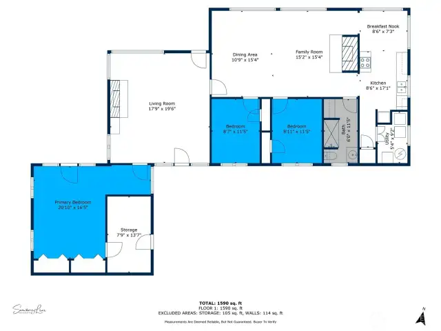 Garage dimentions and floor plan are not included. We are in process of adding this to the floor plan.