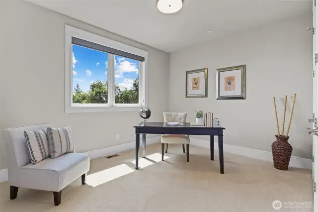 Bedroom currently staged as office