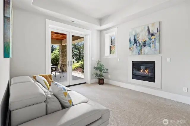 Bedroom with gas fireplace