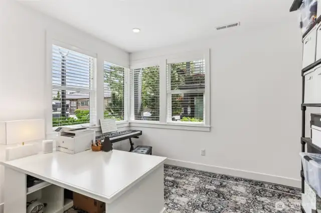 Guest room being used as an office.