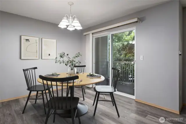 Dining area virtually staged.