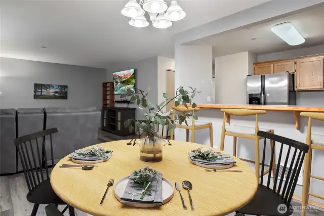 Dining area virtually staged.