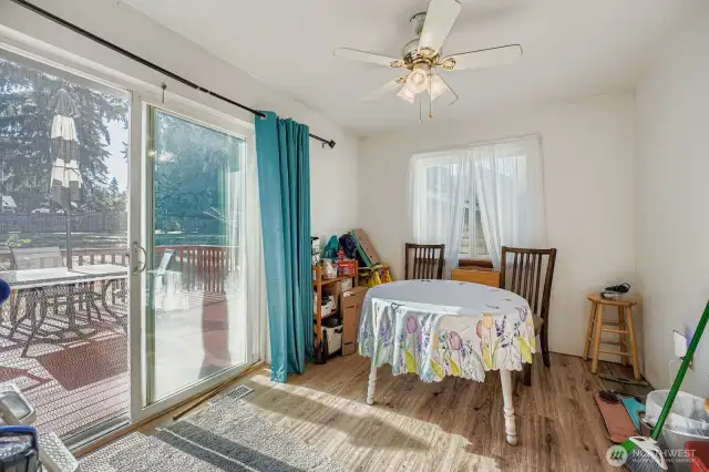 Dining area with easy access to deck area
