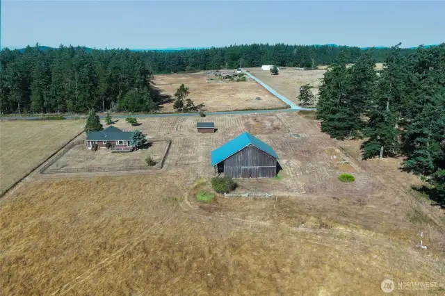 Aerial of the back side of the property, Davis Bay Rd. And the not-so-close-neighbors!