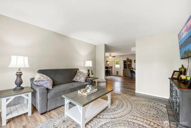 Easy care laminate throughout.