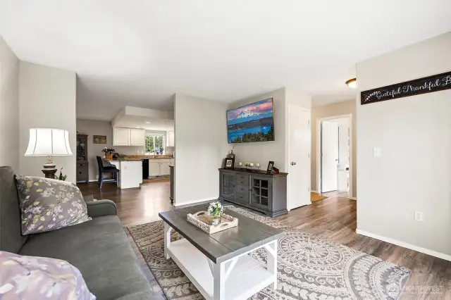 Two bedroom are at one end of the home, the Primary is on the other.