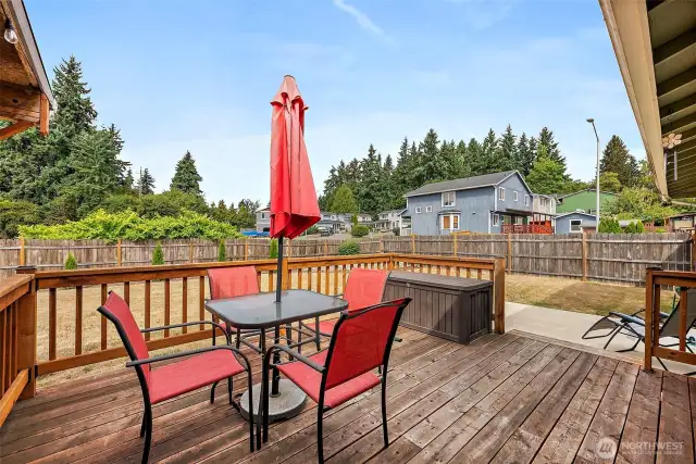 Step out onto the deck - just outside the pet-ready back door.