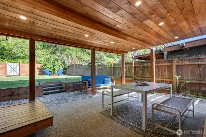 Covered Patio for outdoor dining and lounging.