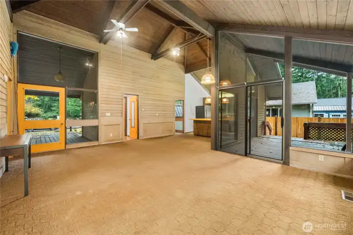 View of great room and front door from Living area