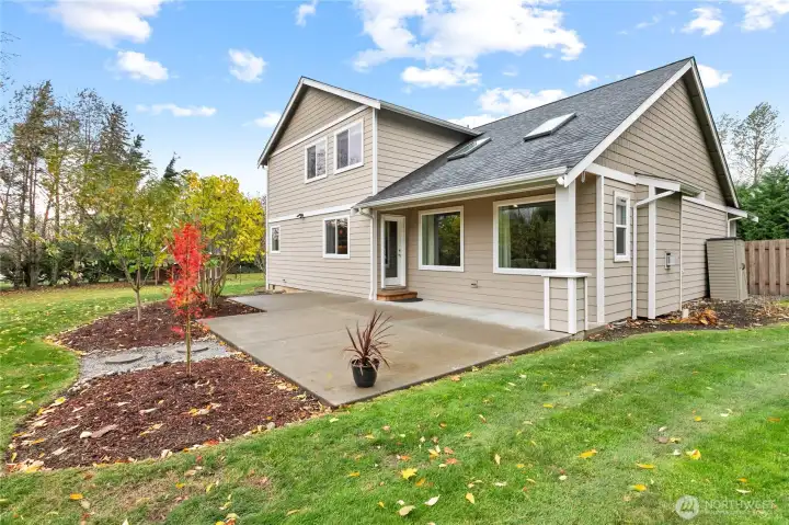 The back patio features a propane hookup for your BBQ and connected speakers (think outdoor TV or movie night!)