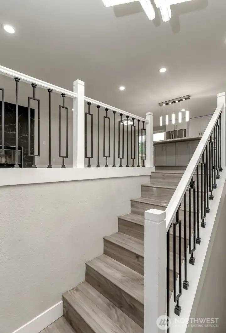 Split entry upper-level stairs