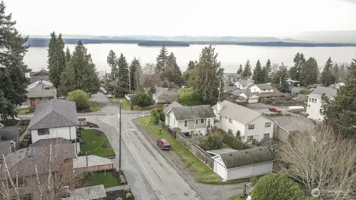 Aerial view looking west.