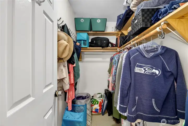 Walk-in closet with custom shelving
