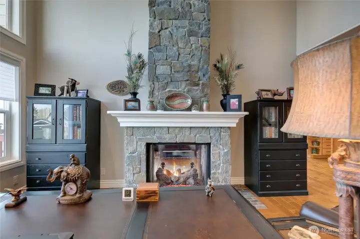 The fireplace is incredible - there are even fossils in some of the stones above the mantle!