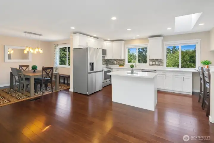 Open concept formal living/dining & kitchen