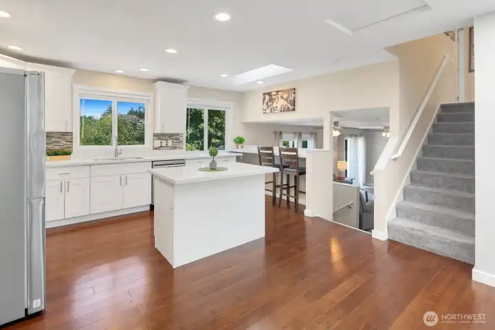 Open concept formal living/dining & kitchen