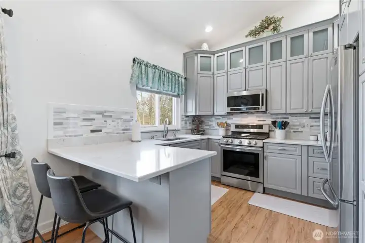 Modernized kitchen with extensive storage options