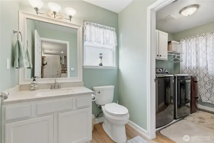 Bathroom on the family room level for everyday convenience