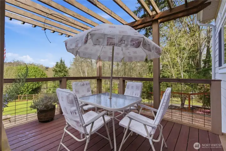 One of two separate seating areas to enjoy the outdoors