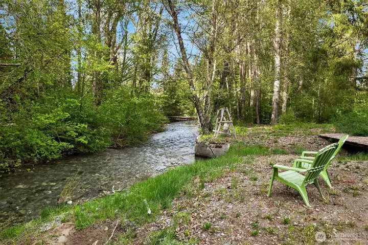 Year around "Little Creek" babbles through the west side of property making its way towards the Yakima River.