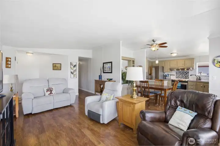 living room, dining room