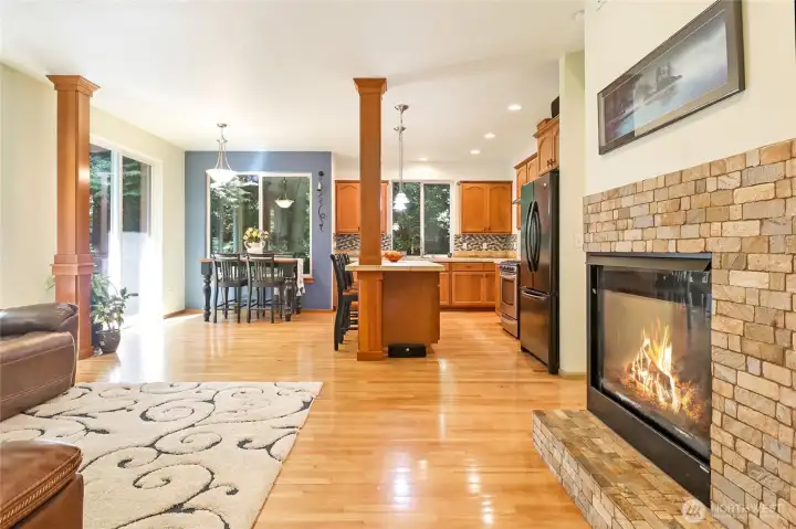 Cozy up to the fireplace on cool evenings.