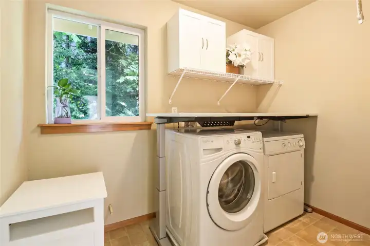 Convenient upper-floor utility room close to the bedrooms makes laundry day a breeze.