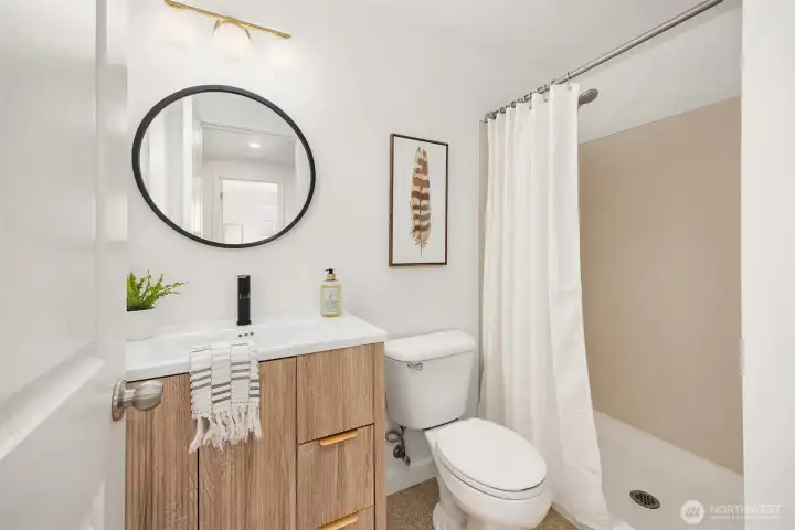 Main level bathroom with shower