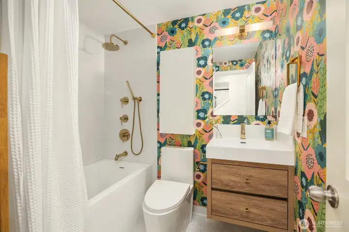 Updated bathroom with personality!