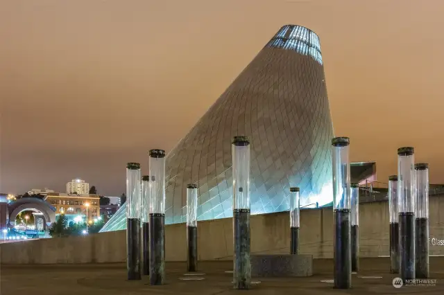 Here is a twilight view of the Museum of Glass, one of several world class museums just minutes out your door.