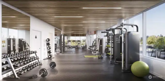 Rendering of fitness center.