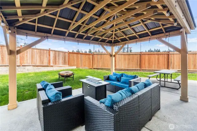 Gazebo and patio furniture under gazebo included!