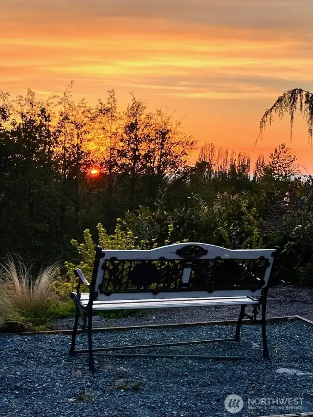 Stunning sunset view from this community bench