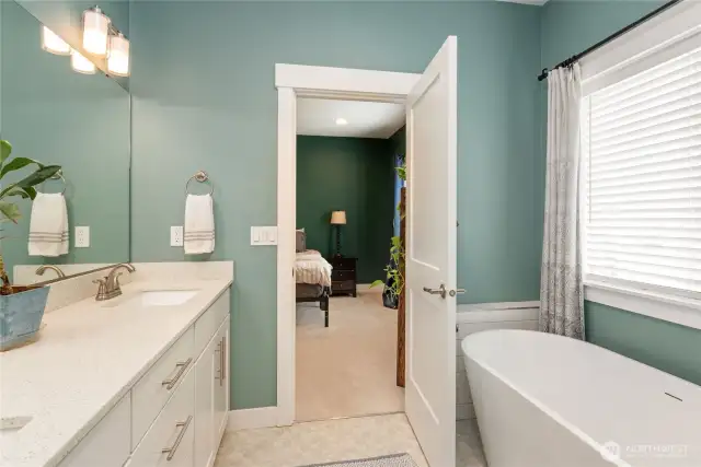 Primary bathroom with soaking tub.