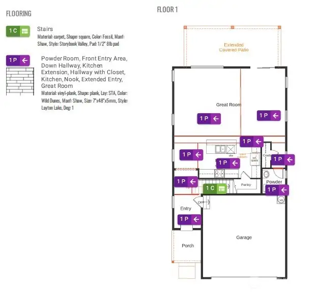 Flooring diagram Floor 1