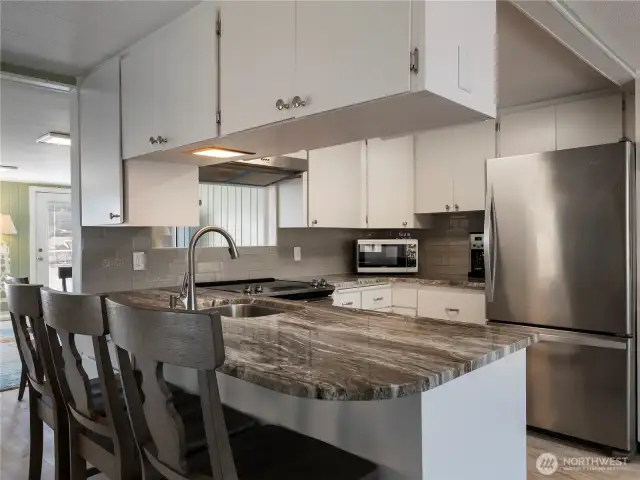 Granite countertops and stainless appliances