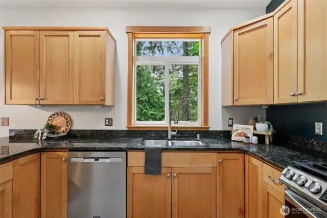 Great kitchen layout. Watch the birds while washing dishes!