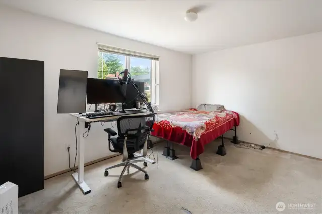-The primary bedroom is large and nicely set up, featuring dual closets and a ¾ bath.