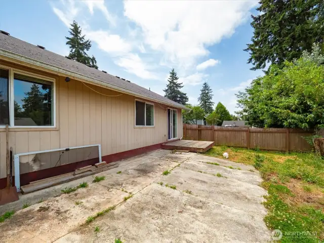 -Another angle of the backyard and patio.  Plenty of room to add an ADU or DADU.