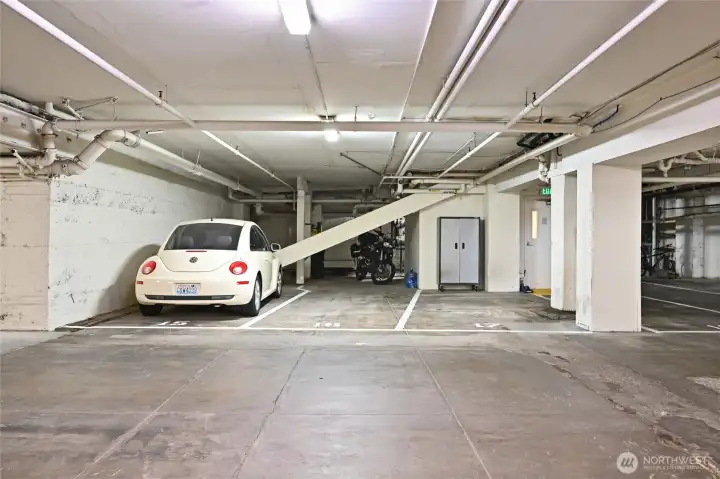 Garage parking P16 plus space for a motorcycle