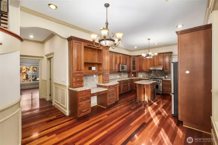 Kitchen with Island and writing desk
