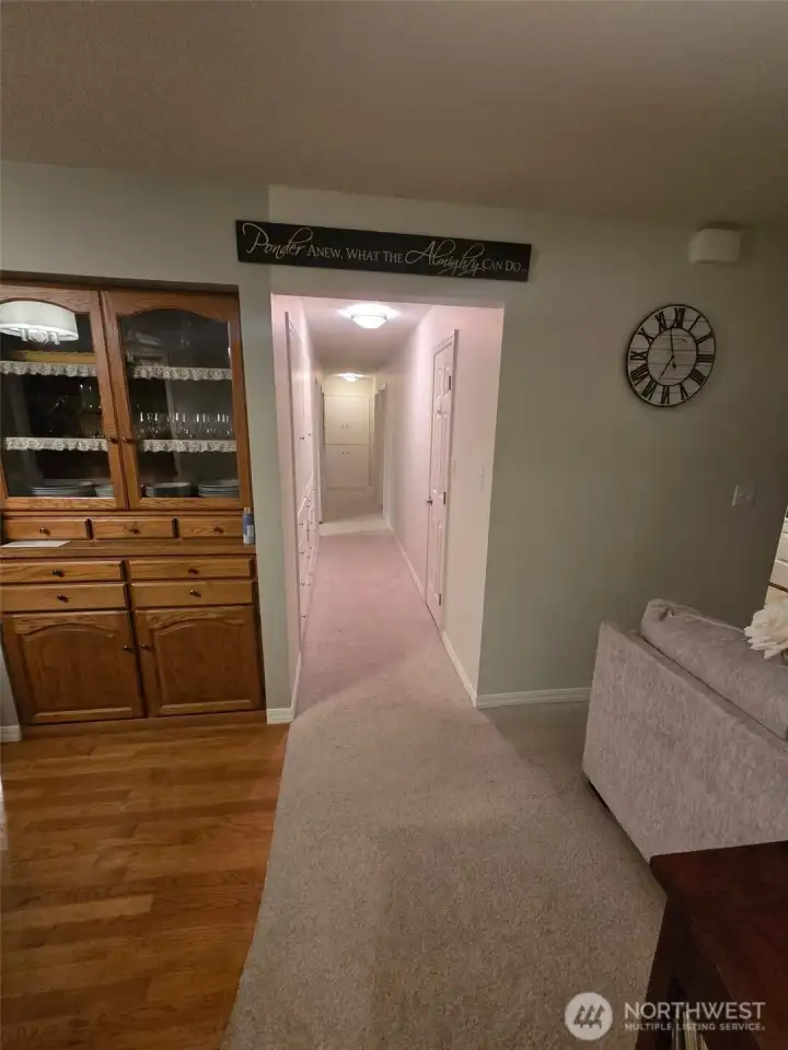 main level hallway to bedrooms/storage