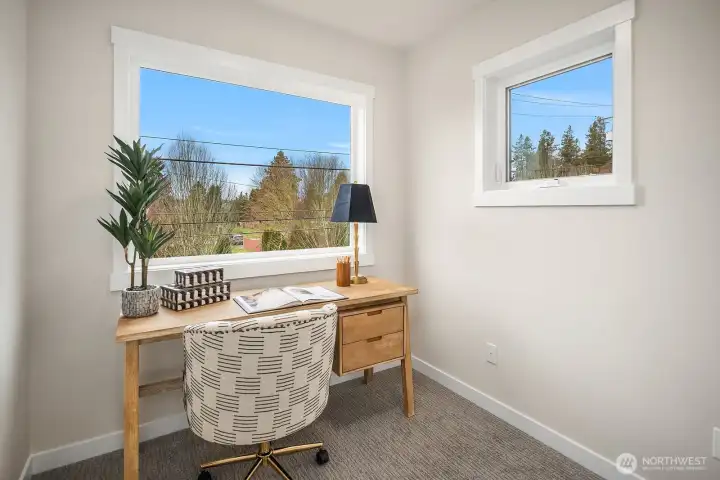 Office with west facing windows