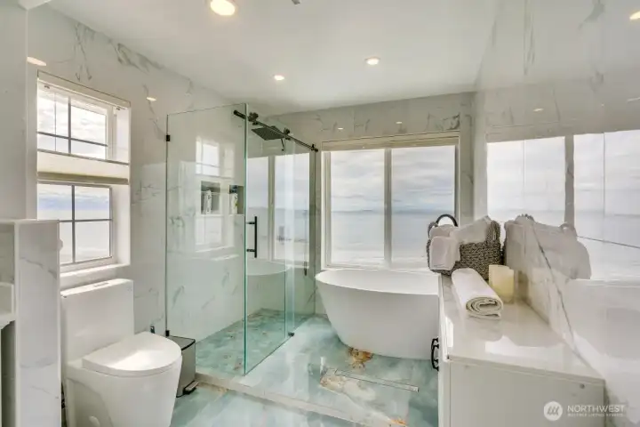 Spectacular primary Bath with a great view