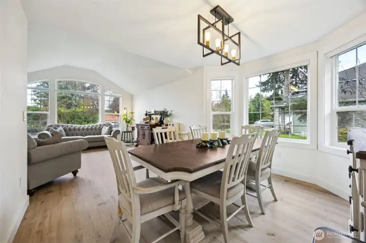 Kitchen view to formal living areas