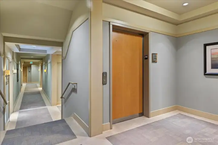 Steps from the elevator is . . .